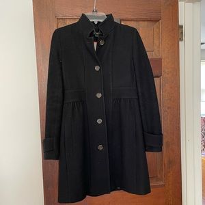 JCrew Factory Skirted Wool Dress Coat - Black Sz6